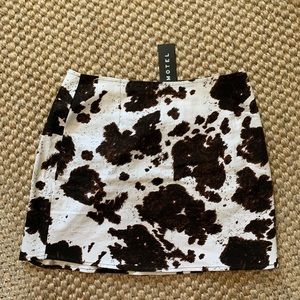 Cow Hide Print Pelmo Mink Skirt